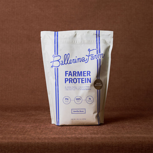 Ballerina Farm Grass Fed Whey Protein Powder, 24g Protein with Collagen Peptides, Bovine Colostrum, Hemp Hearts & Prebiotic Fiber, No Artificial Ingredients
